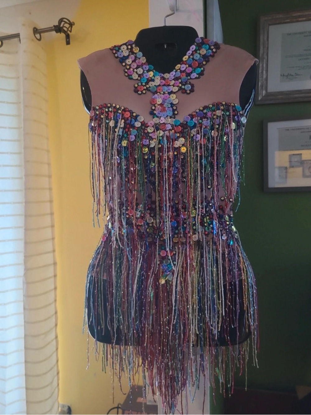Sequin & Fringe Performance Tunic in Mauve Pink